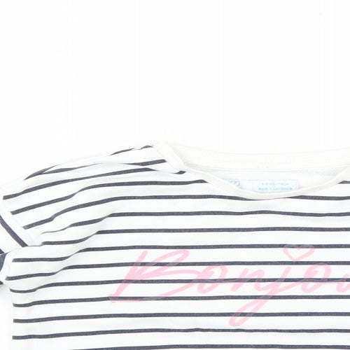 Primark Girls White Striped  Pullover Sweatshirt Size 5-6 Years