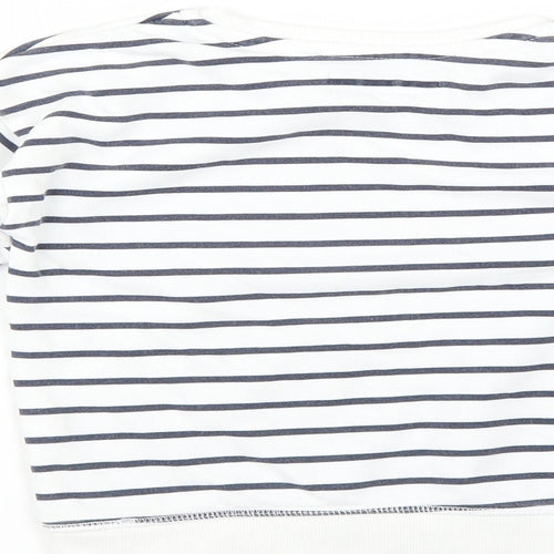Primark Girls White Striped  Pullover Sweatshirt Size 5-6 Years