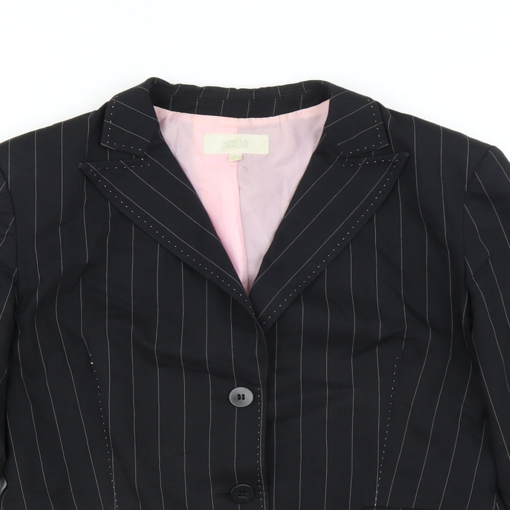 Marks and Spencer Womens Black Striped  Jacket Suit Jacket Size 12