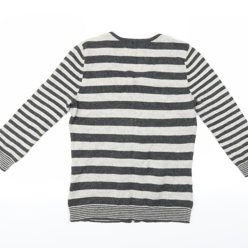 Marks and Spencer Womens Grey Striped  Cardigan Jumper Size S