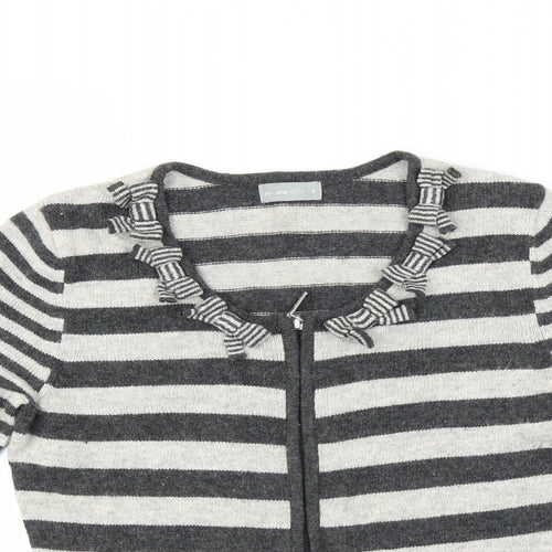 Marks and Spencer Womens Grey Striped  Cardigan Jumper Size S