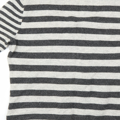 Marks and Spencer Womens Grey Striped  Cardigan Jumper Size S