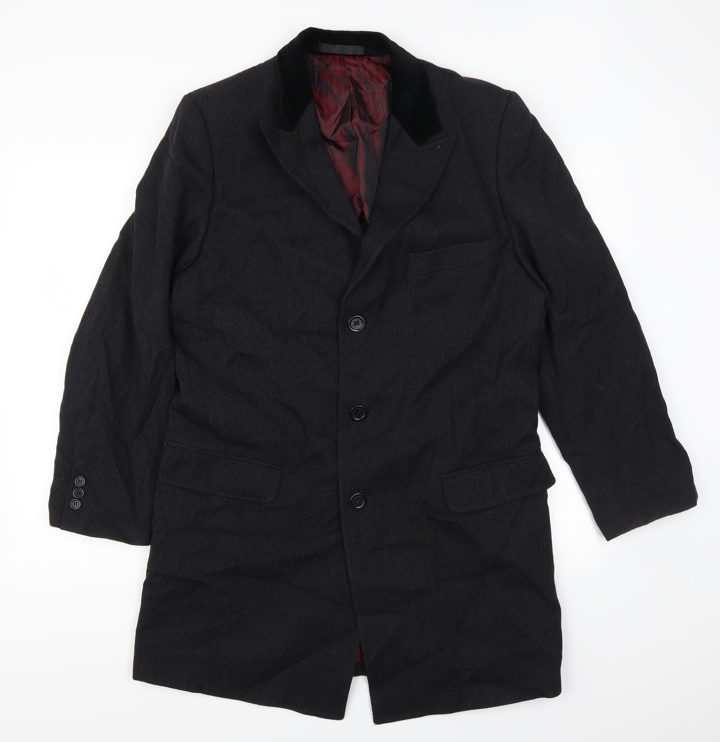 Florentino Mens Black   Trench Coat Coat Size L