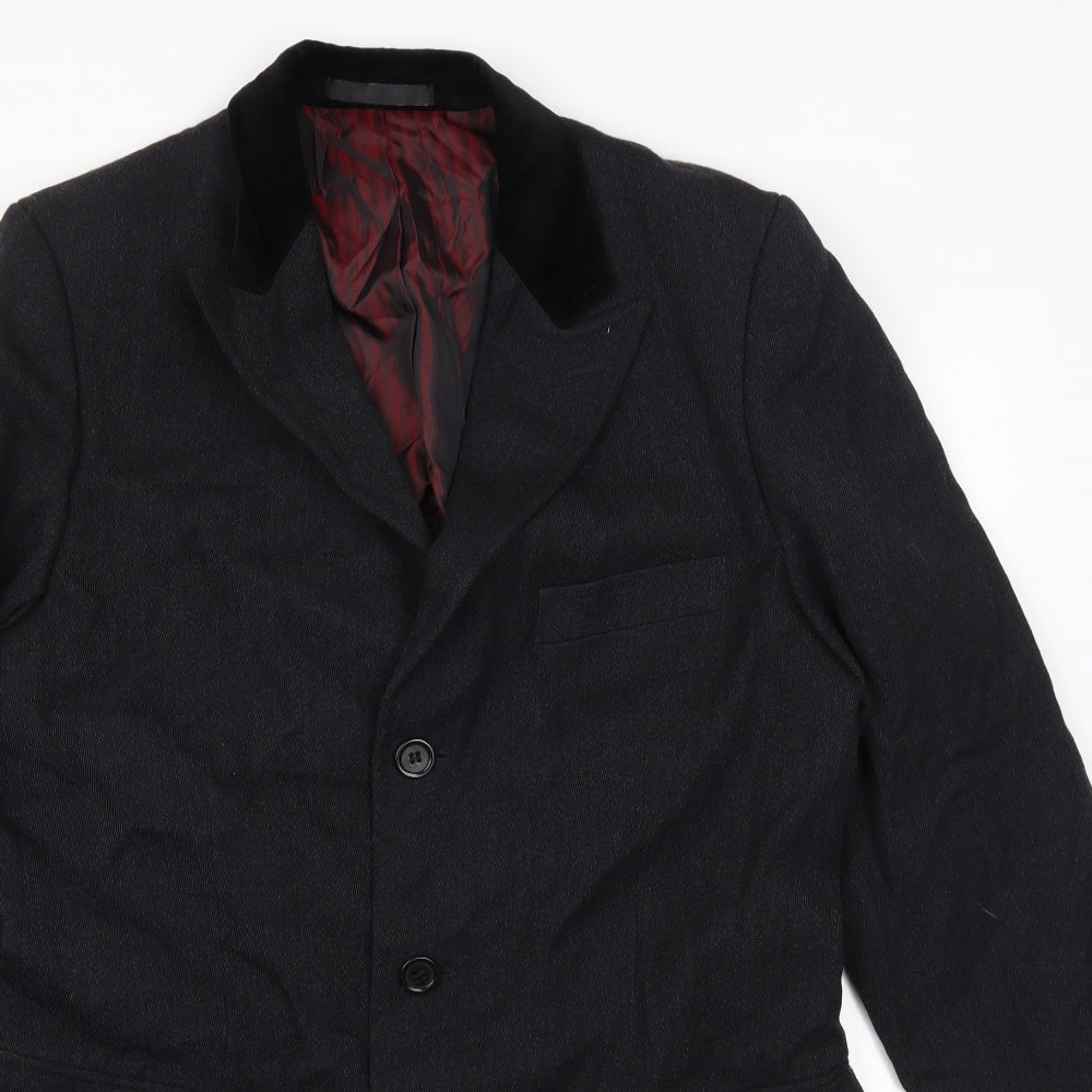 Florentino Mens Black   Trench Coat Coat Size L