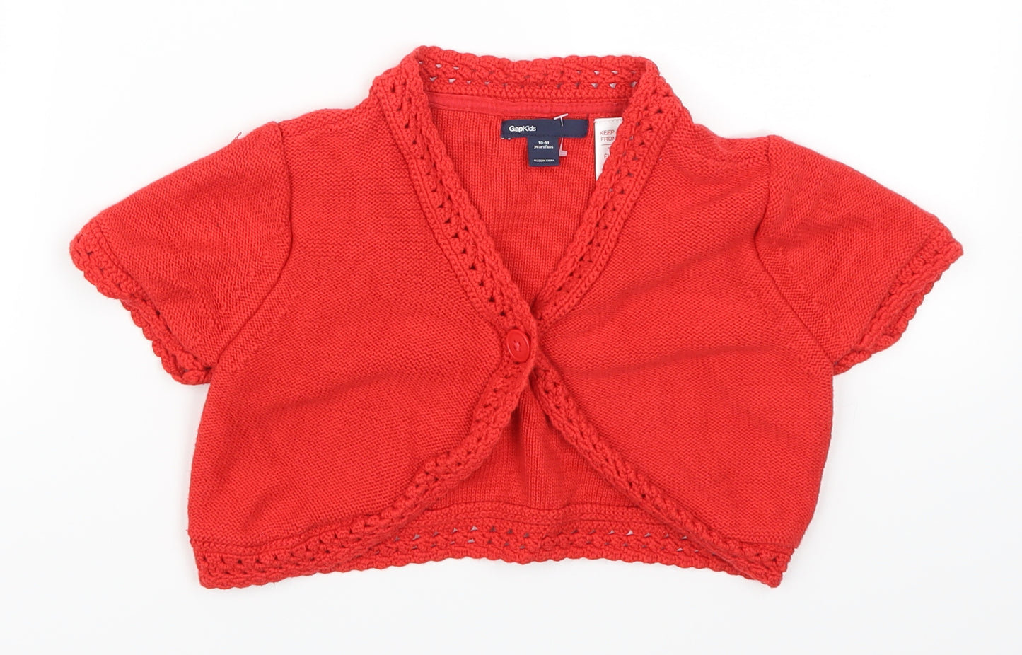 Gap Girls Red   Cardigan Jumper Size 10-11 Years