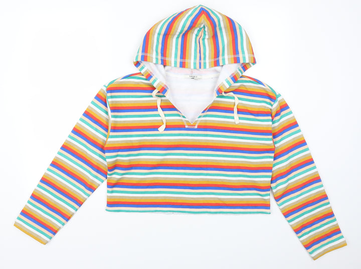 FOREVER 21 Womens Multicoloured Striped  Pullover Hoodie Size S