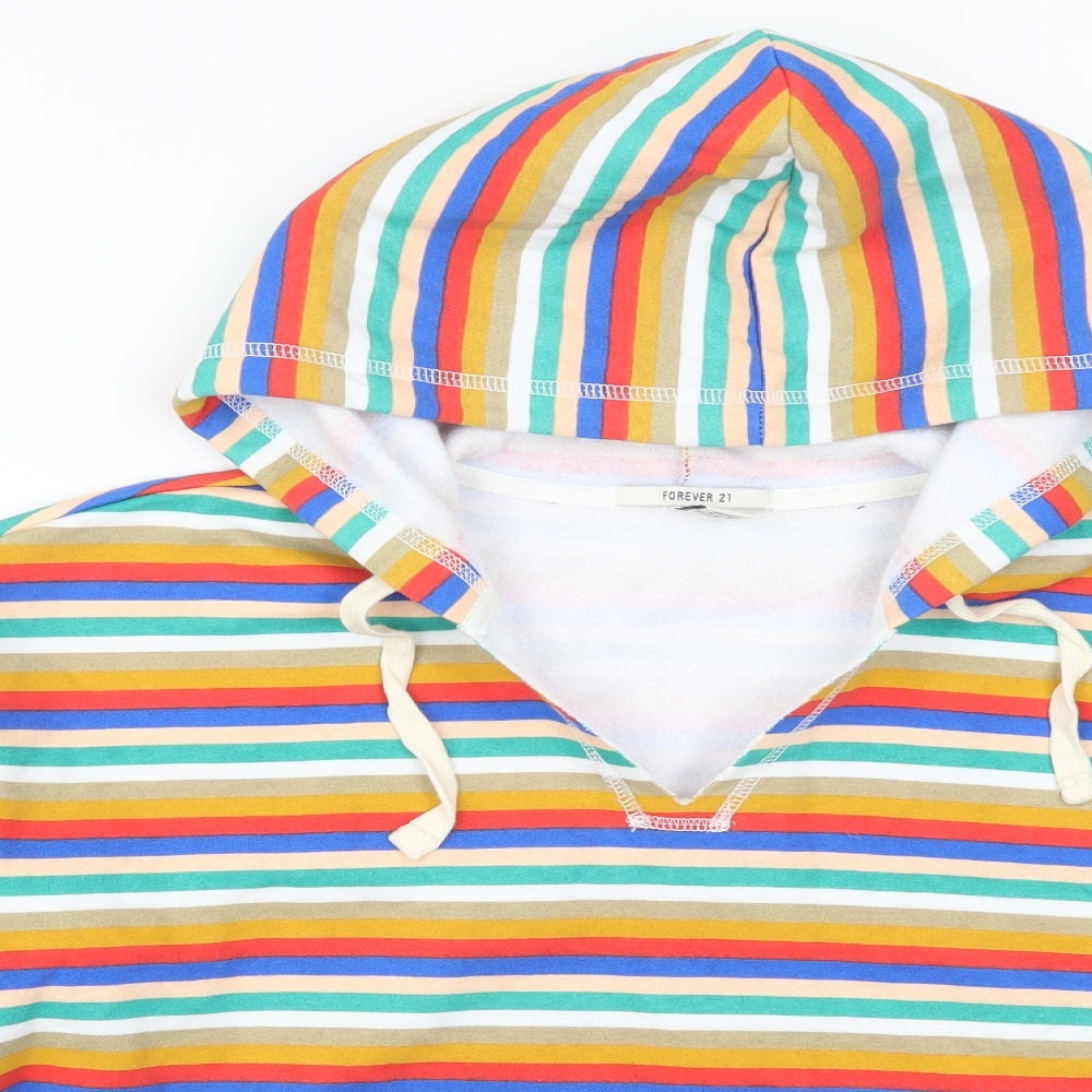FOREVER 21 Womens Multicoloured Striped  Pullover Hoodie Size S