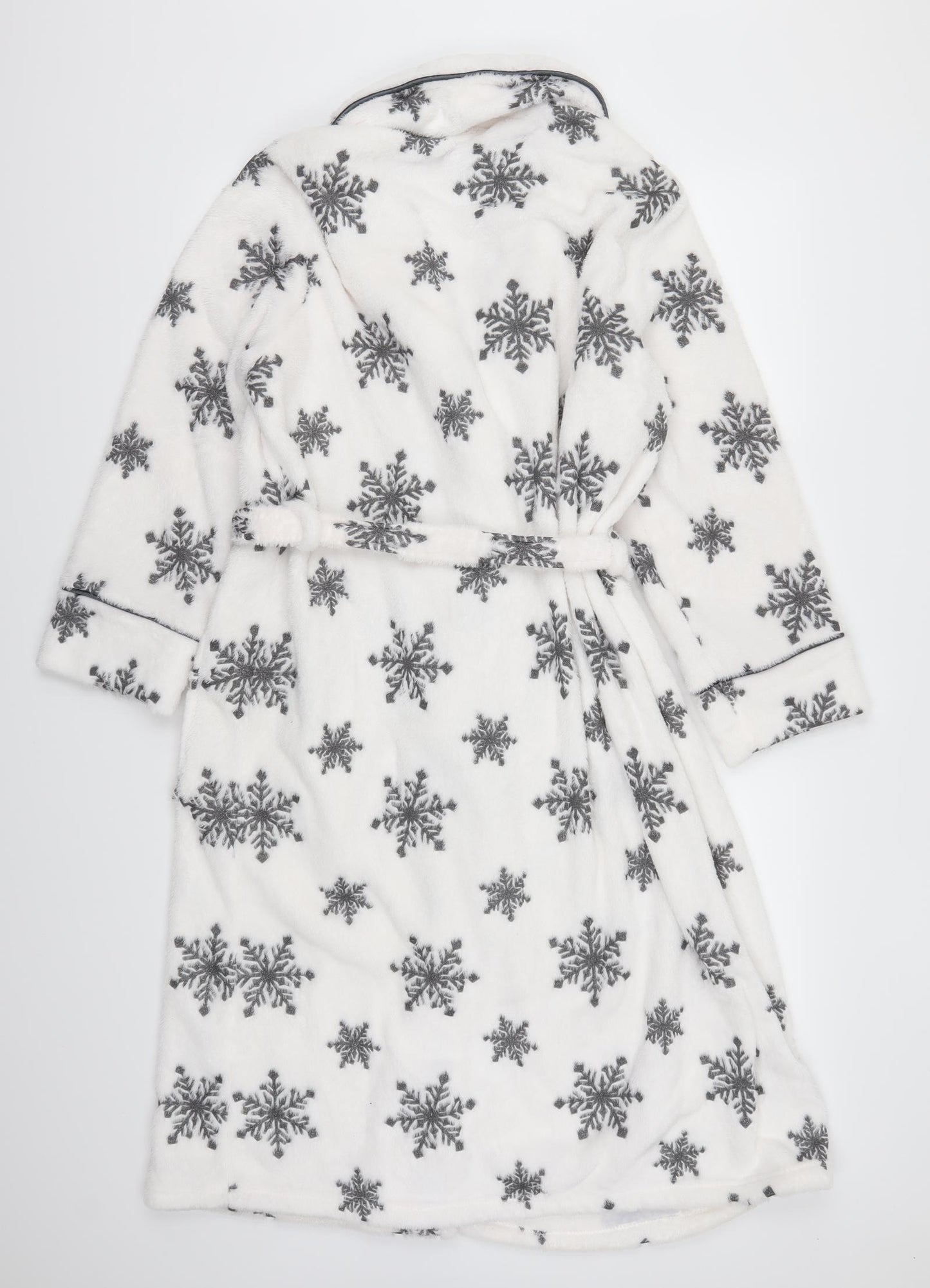 Primark Womens White Geometric  Kimono Robe Size 10  - Snowflakes