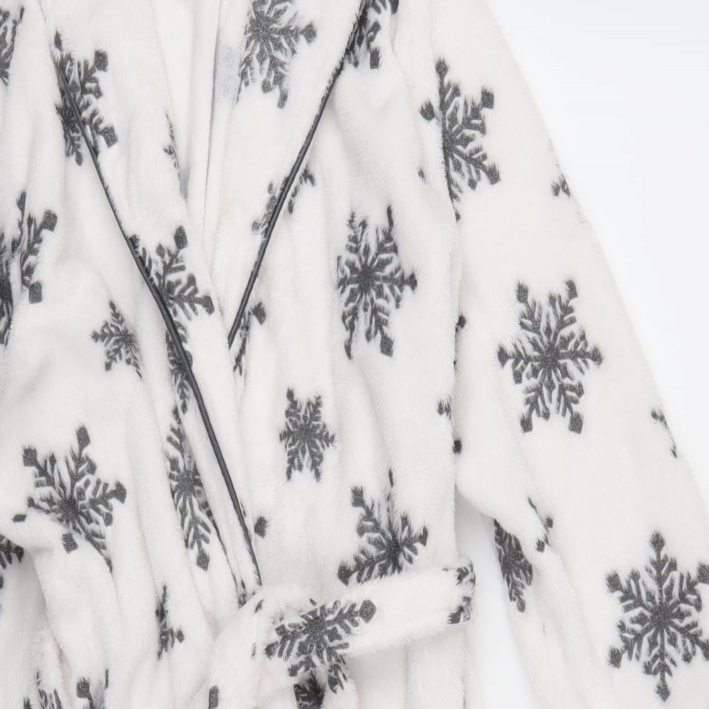 Primark Womens White Geometric  Kimono Robe Size 10  - Snowflakes