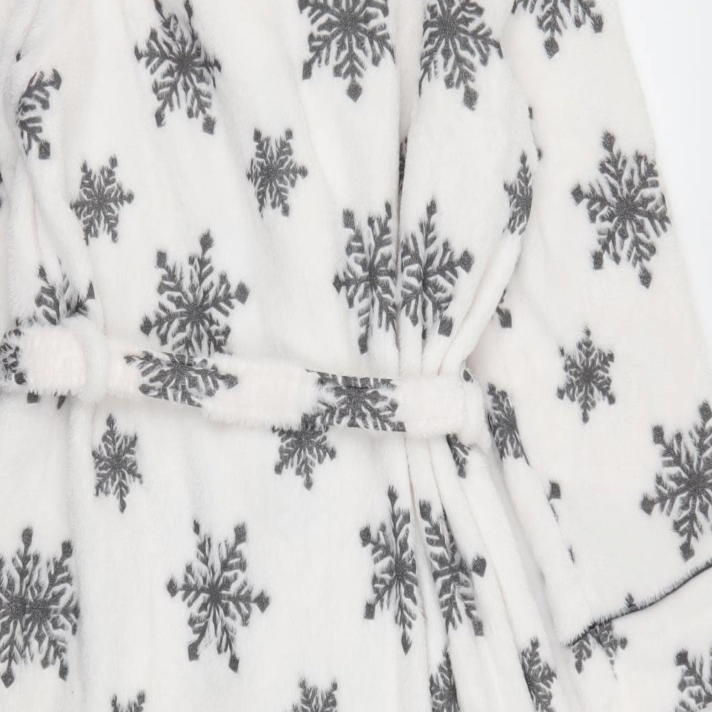 Primark Womens White Geometric  Kimono Robe Size 10  - Snowflakes