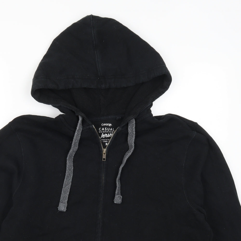 George Mens Black   Full Zip Hoodie Size M
