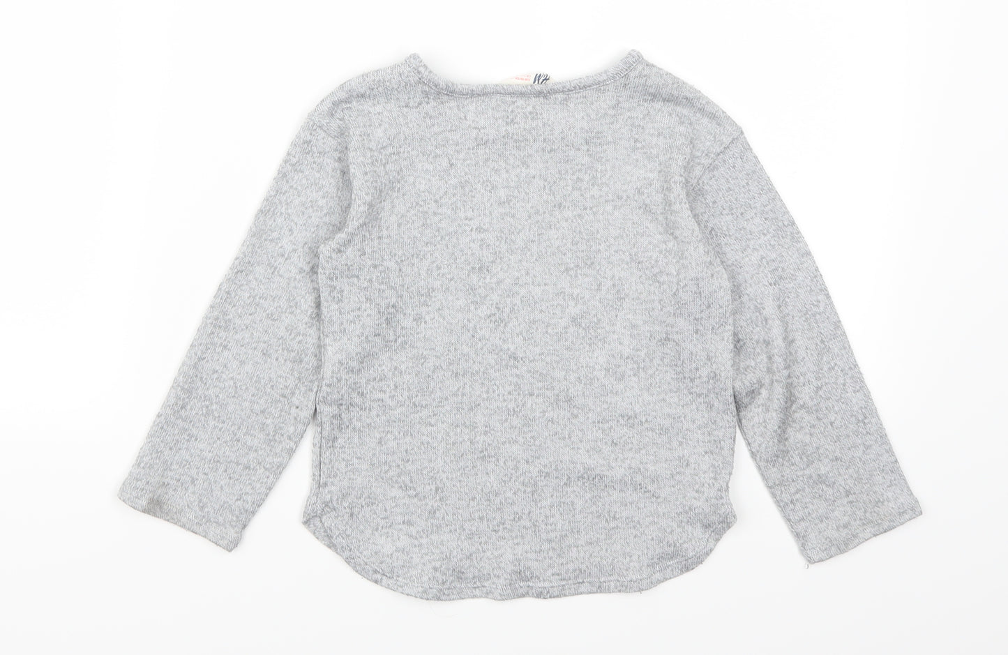 H&M Girls Grey   Basic T-Shirt Size 3-4 Years  - Hello Love Butterflies
