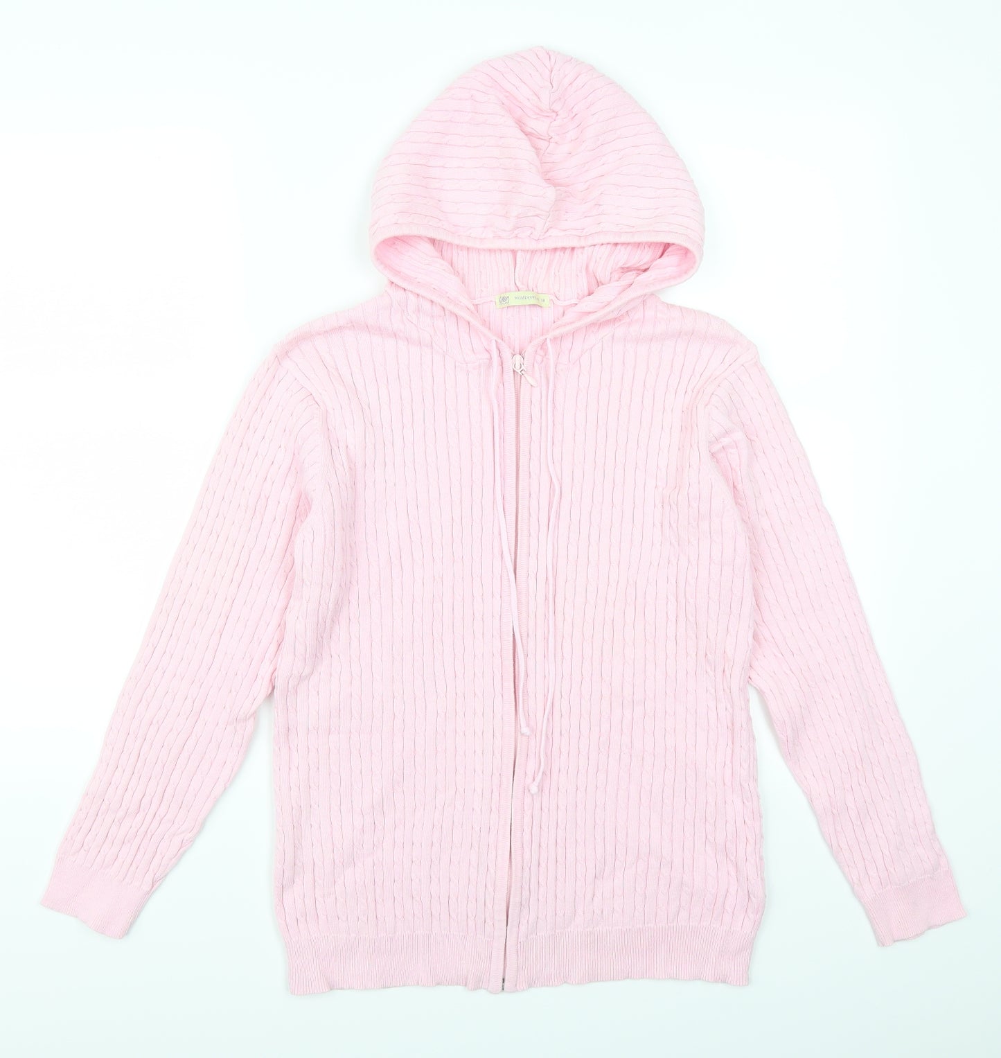 Cotton Traders Womens Pink   Full Zip Hoodie Size 18  - Cable Knit