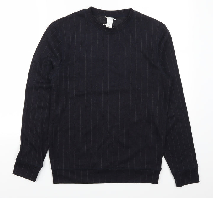 H&M Mens Blue Striped  Pullover Sweatshirt Size XS