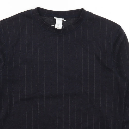 H&M Mens Blue Striped  Pullover Sweatshirt Size XS