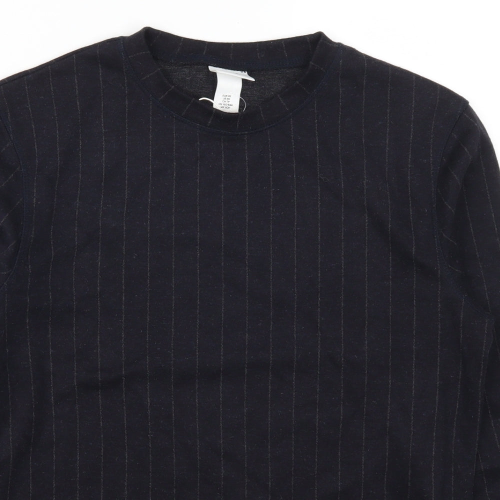 H&M Mens Blue Striped  Pullover Sweatshirt Size XS