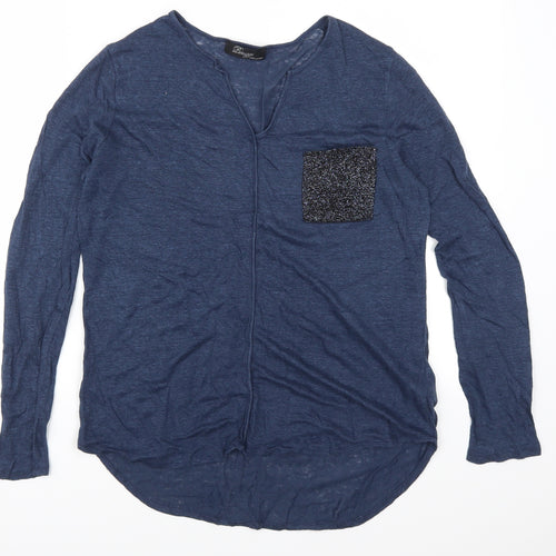 Peruggi Womens Blue   Basic T-Shirt Size 14
