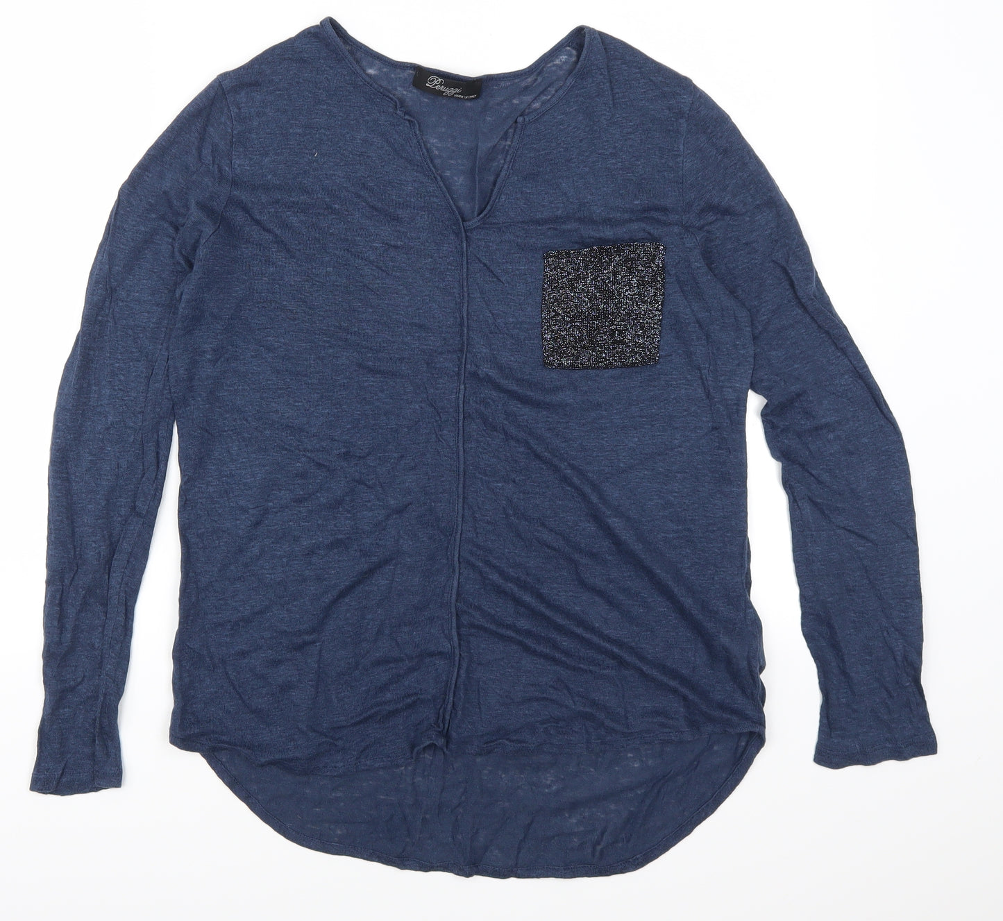 Peruggi Womens Blue   Basic T-Shirt Size 14