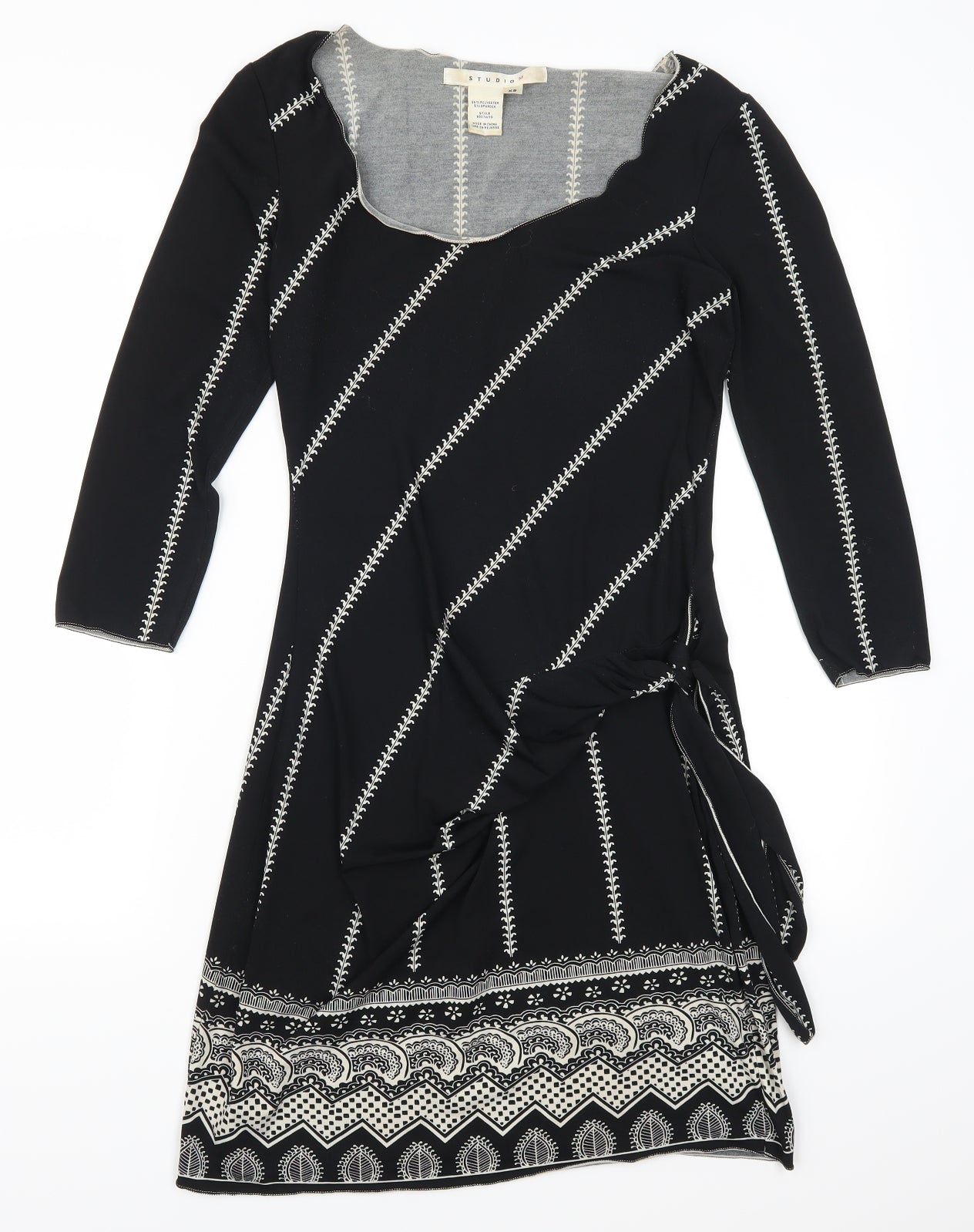 Studio Womens Black Striped  A-Line  Size XS