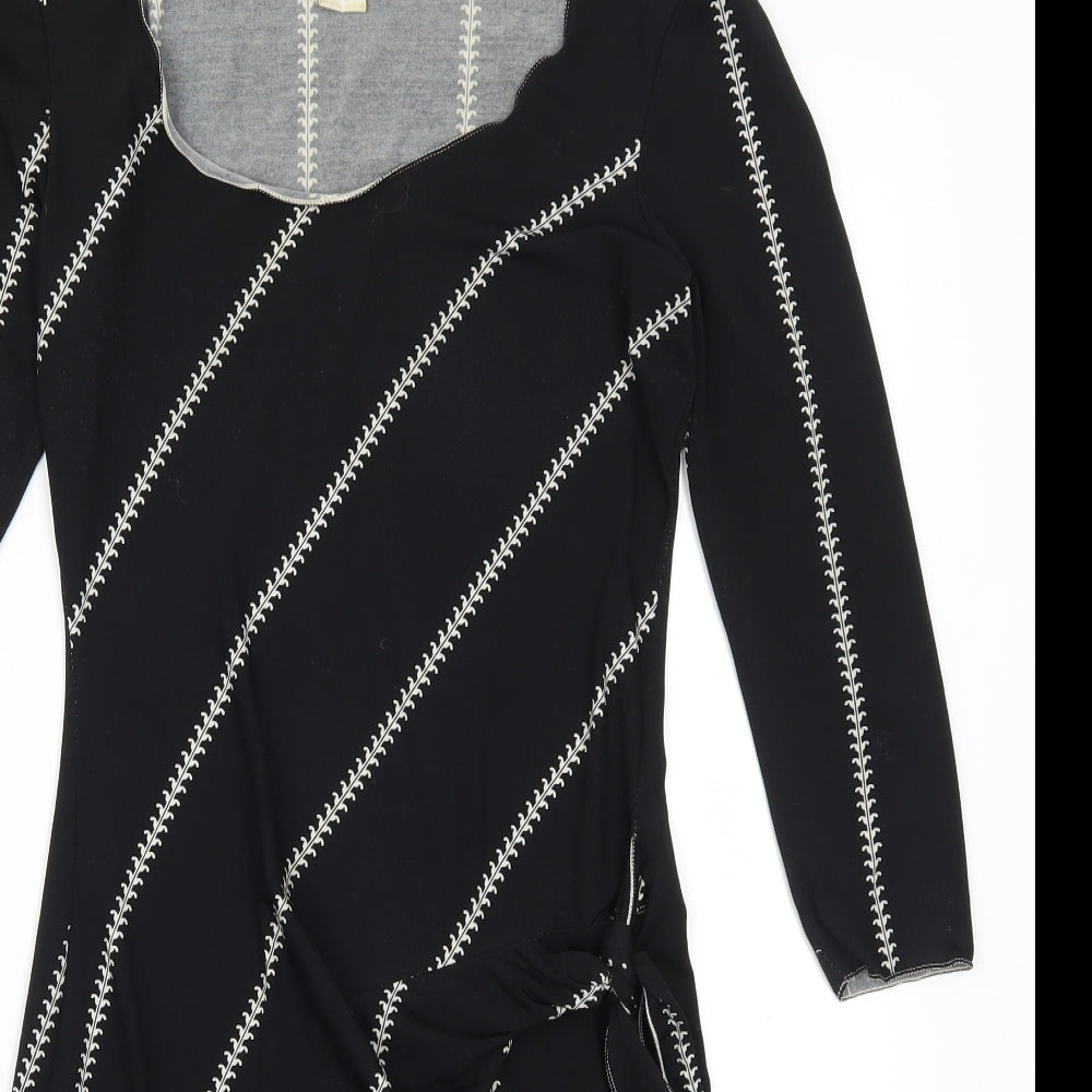 Studio Womens Black Striped  A-Line  Size XS