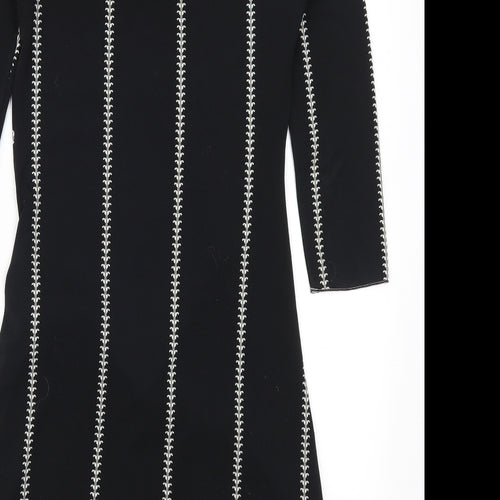 Studio Womens Black Striped  A-Line  Size XS