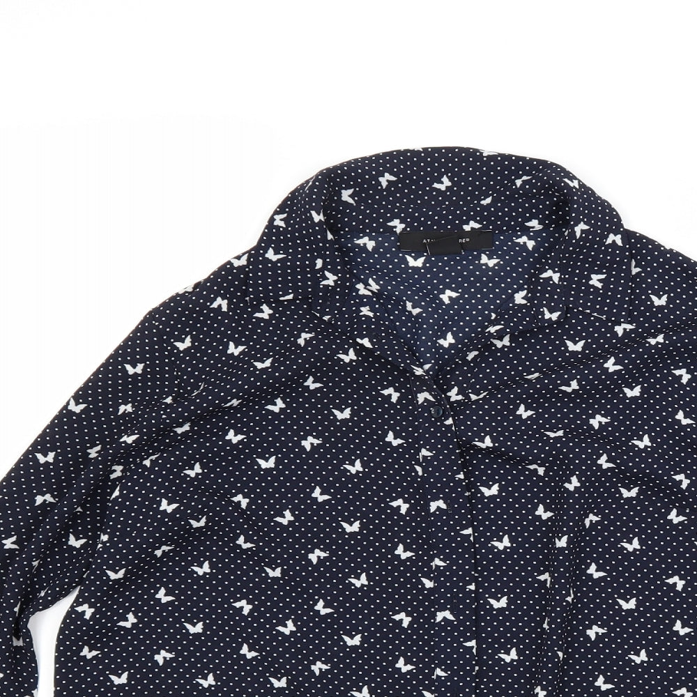Atmosphere Womens Blue Polka Dot  Basic Blouse Size 10