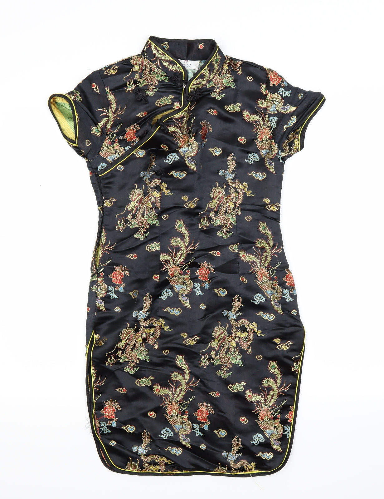 Tang yi Womens Black Floral  Shirt Dress  Size 14