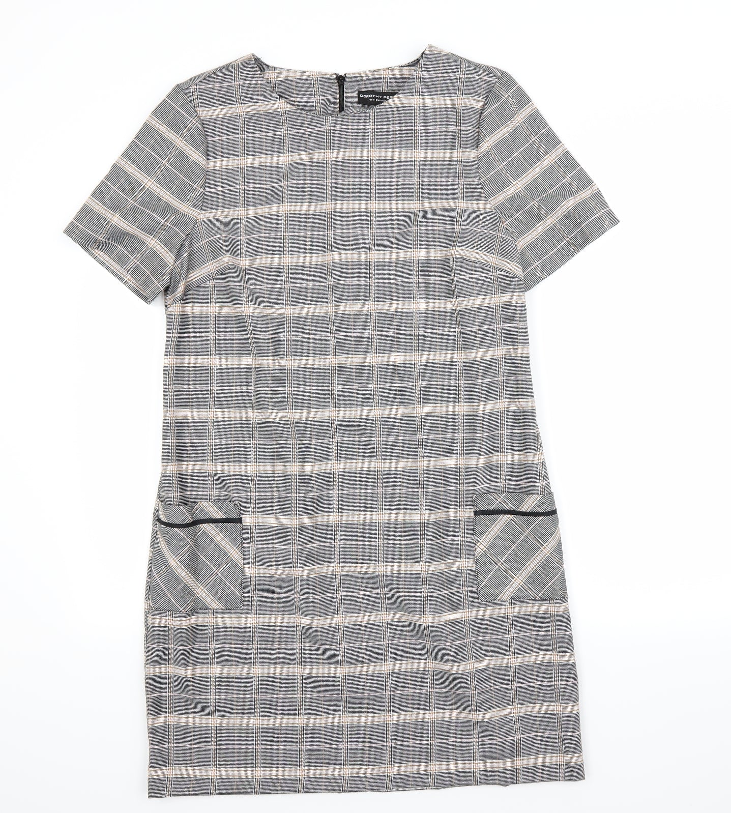 Dorothy Perkins Womens Grey Check  A-Line  Size 12