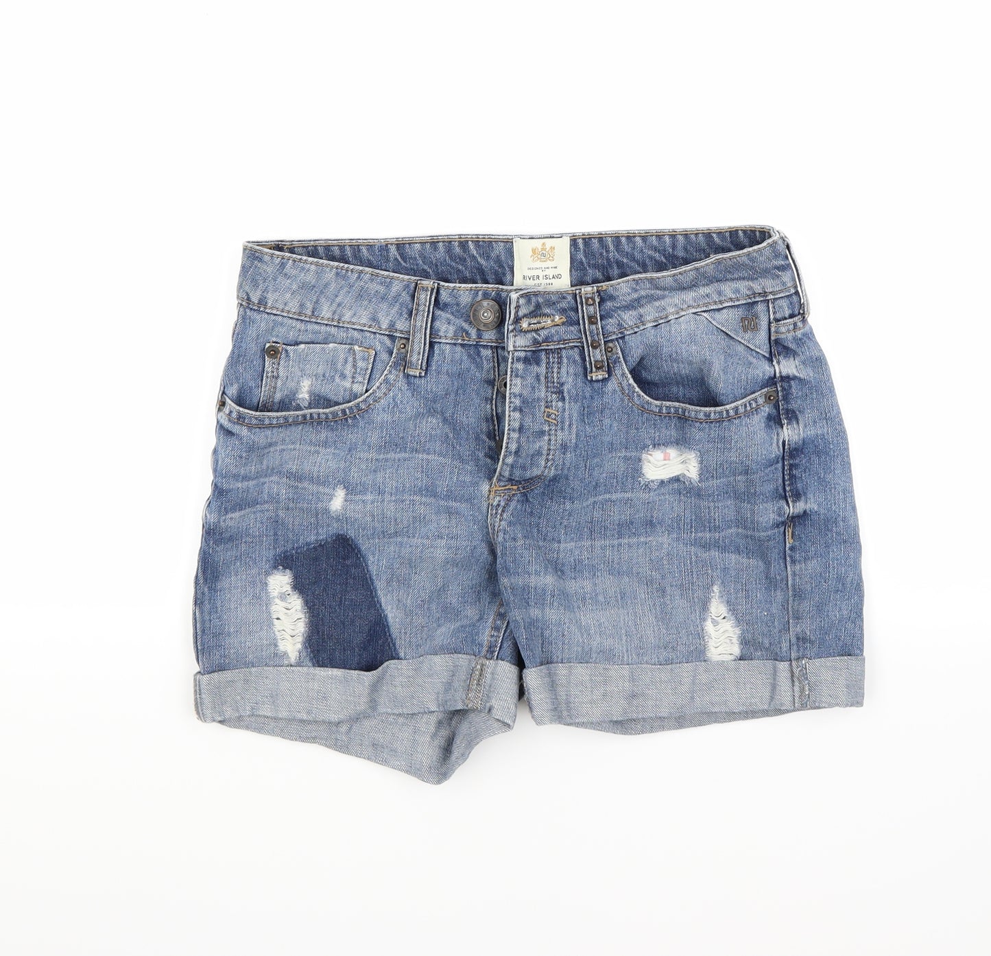 River Island Womens Blue  Denim Cut-Off Shorts Size 6