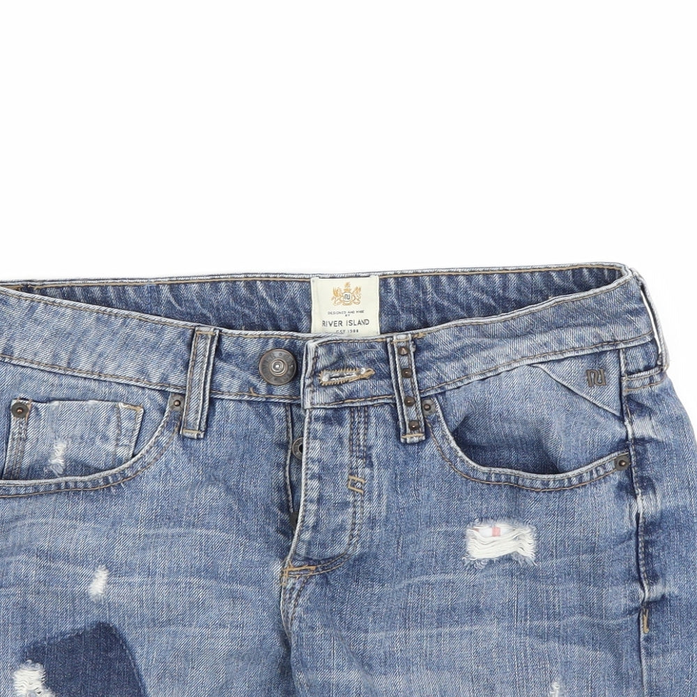 River Island Womens Blue  Denim Cut-Off Shorts Size 6