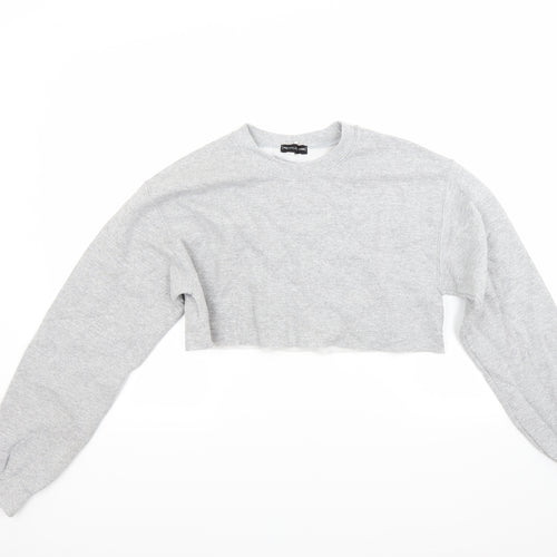 PRETTYLITTLETHING Womens Grey   Pullover Sweatshirt Size 10  - Crop