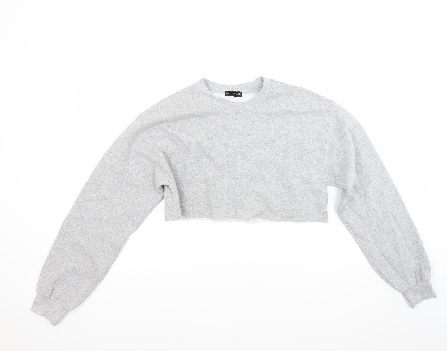 PRETTYLITTLETHING Womens Grey   Pullover Sweatshirt Size 10  - Crop