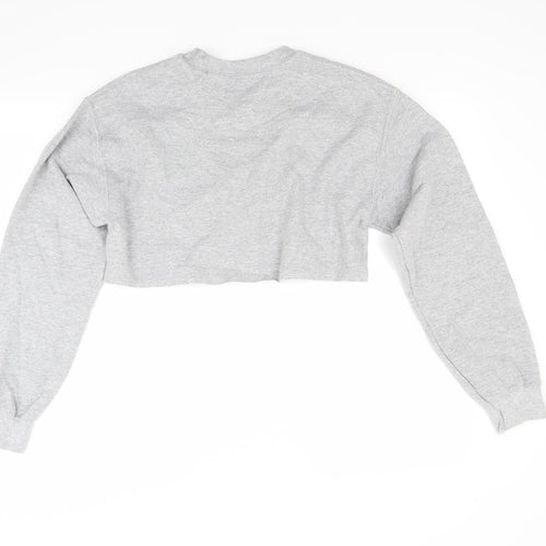 PRETTYLITTLETHING Womens Grey   Pullover Sweatshirt Size 10  - Crop