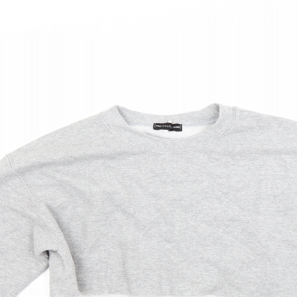 PRETTYLITTLETHING Womens Grey   Pullover Sweatshirt Size 10  - Crop
