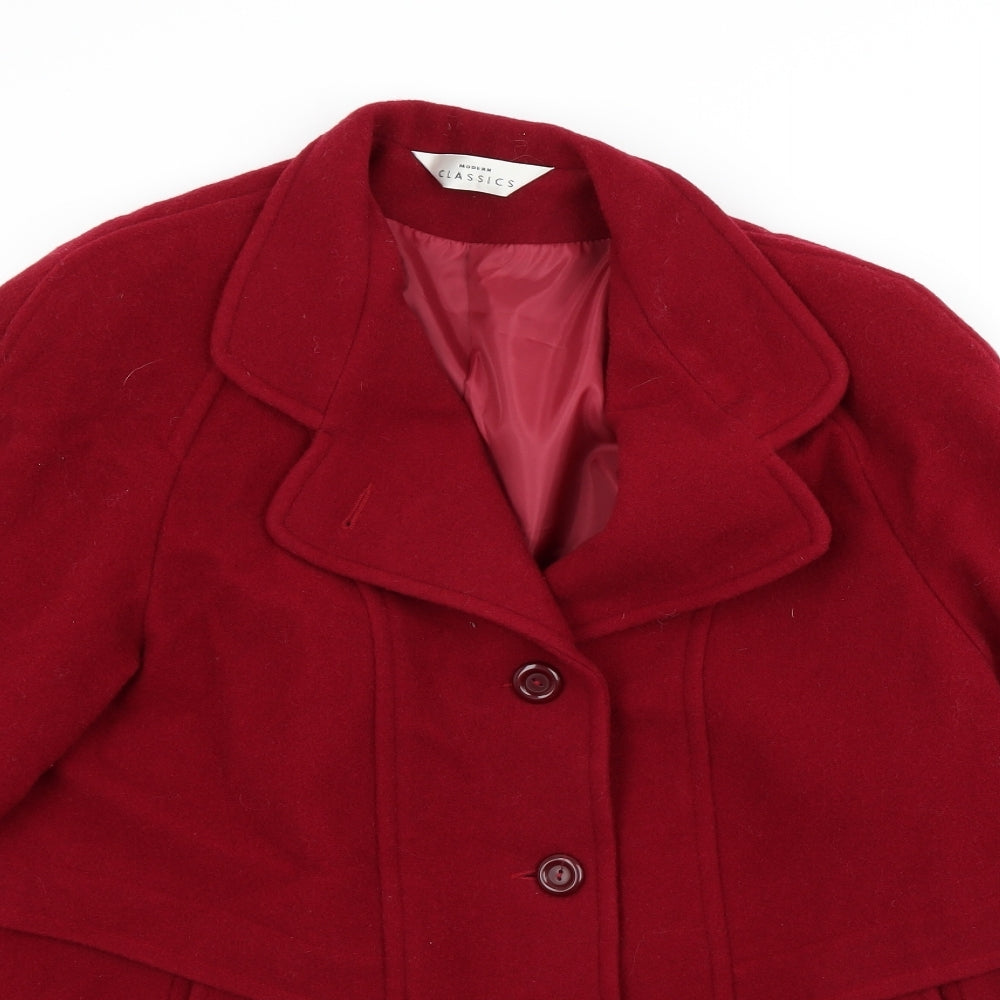 Modern Classics Womens Red   Overcoat Coat Size 16