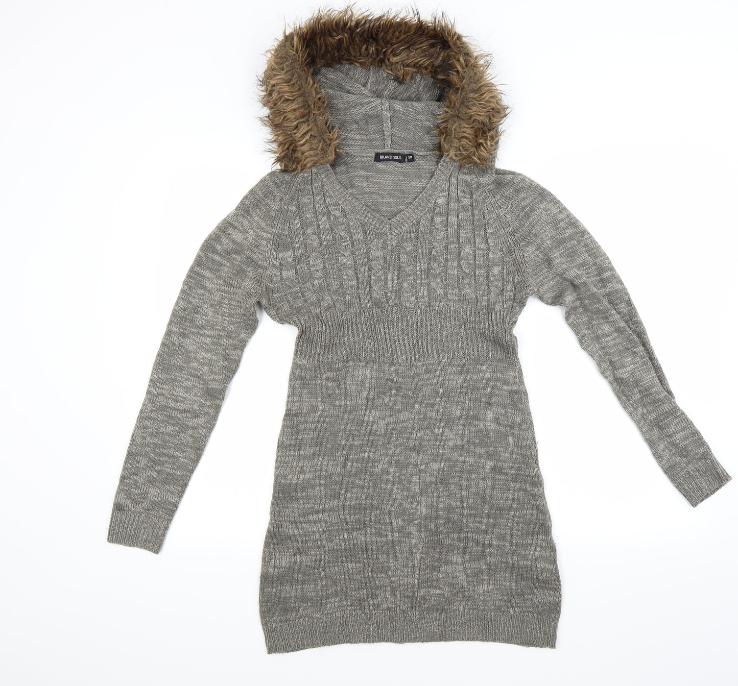 Brave Soul Womens Grey  Rayon Jumper Dress  Size 10