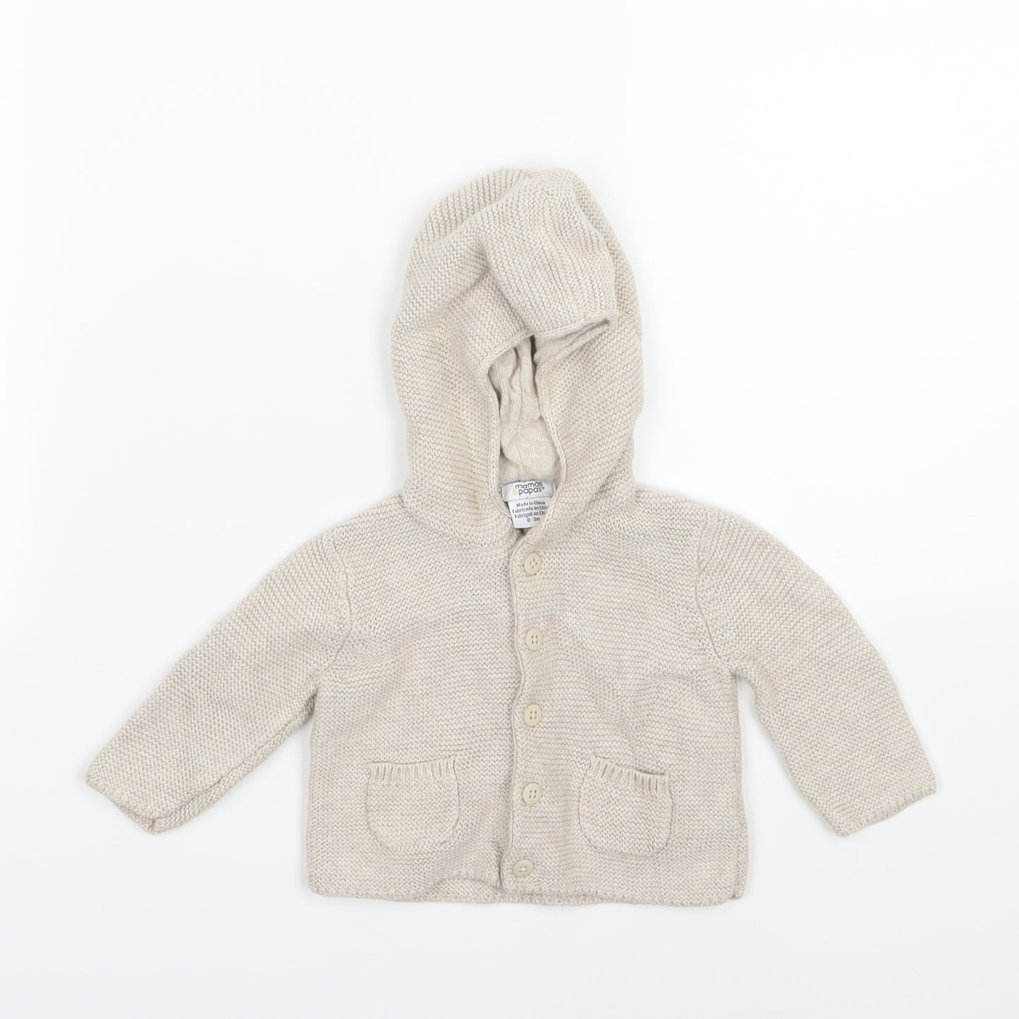 mamas & papas Baby Beige  Knit Cardigan Jumper Size 0-3 Months