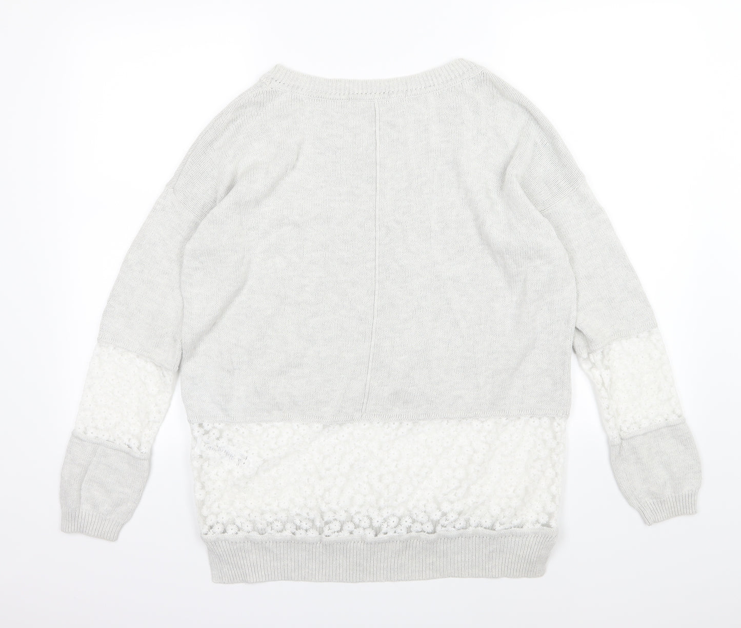 French Connection Womens Grey Floral Knit Pullover Jumper Size L