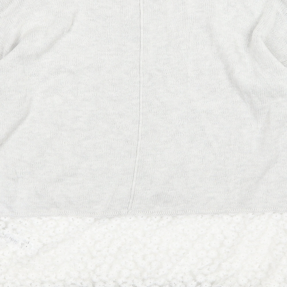 French Connection Womens Grey Floral Knit Pullover Jumper Size L