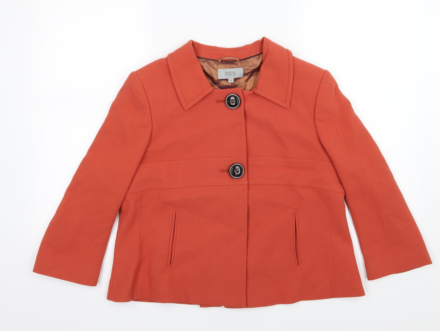 Marks and Spencer Womens Orange   Overcoat Coat Size 14