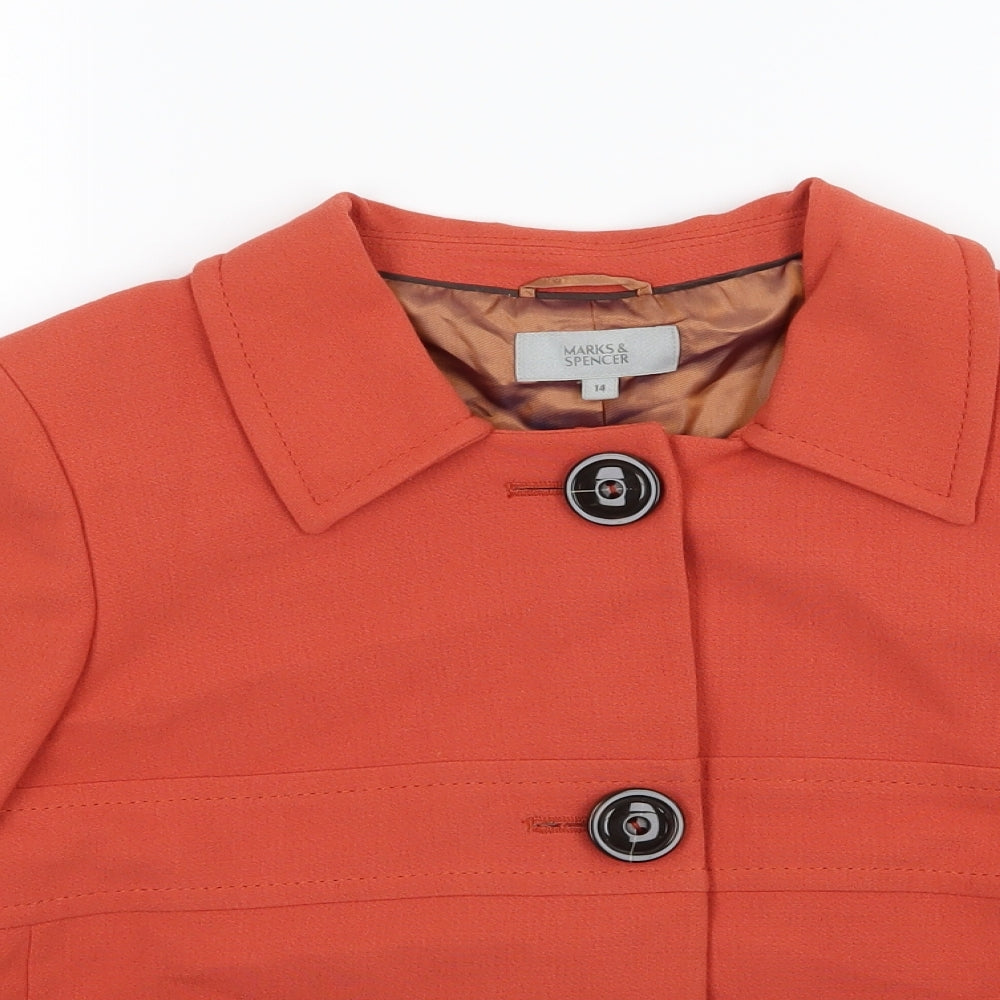 Marks and Spencer Womens Orange   Overcoat Coat Size 14