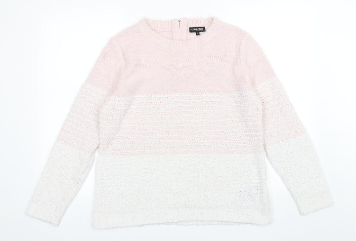 Debenhams Womens Pink Striped Knit Pullover Jumper Size 16