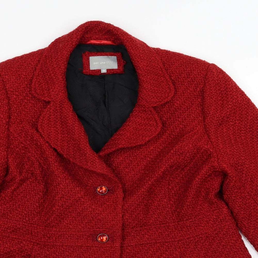 Per Una Womens Red   Overcoat Coat Size 18