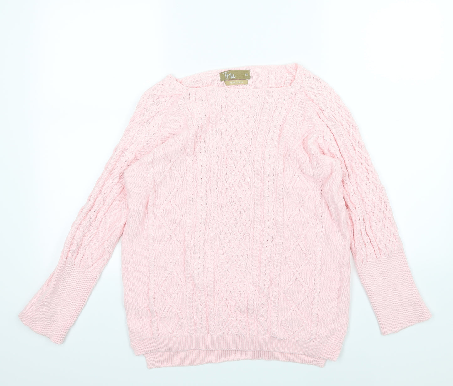 Tru Womens Pink  Knit Pullover Jumper Size M