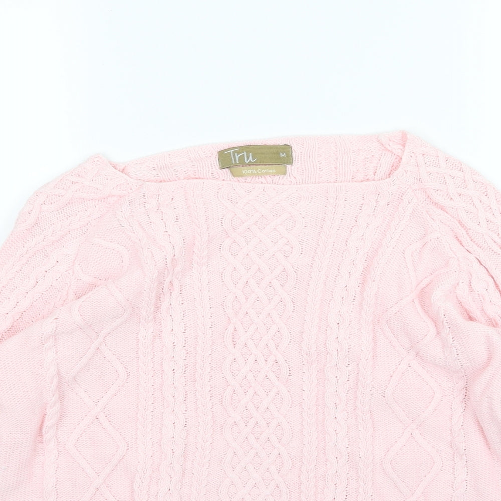 Tru Womens Pink  Knit Pullover Jumper Size M