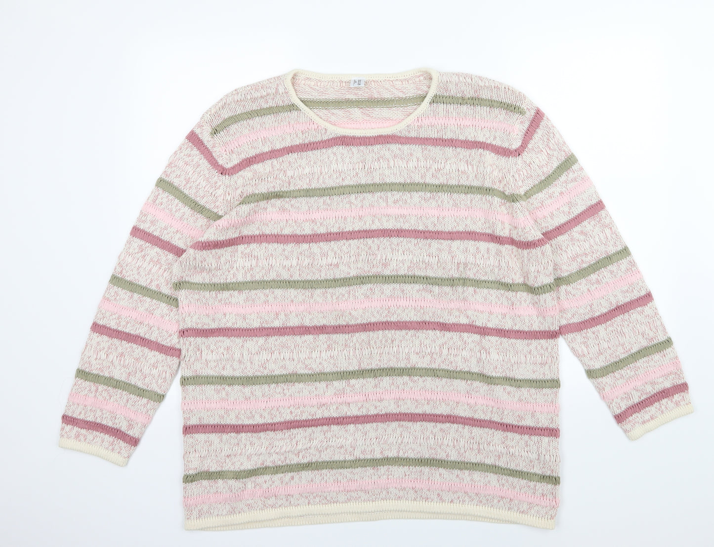 Preworn Womens Multicoloured Striped Knit Pullover Jumper Size 24