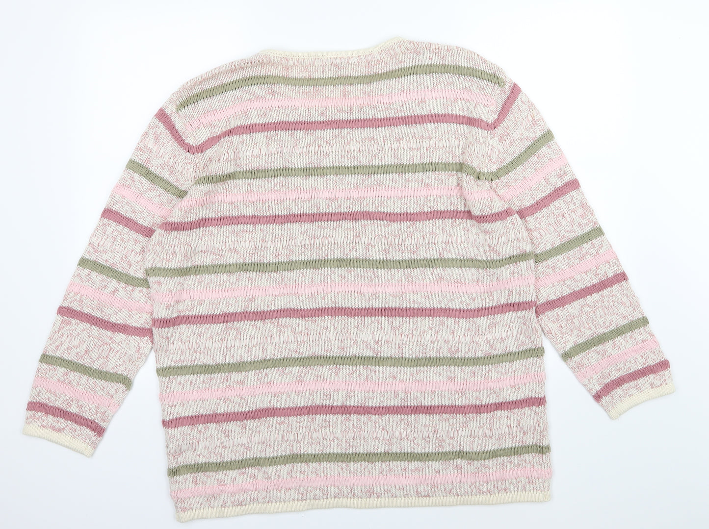 Preworn Womens Multicoloured Striped Knit Pullover Jumper Size 24