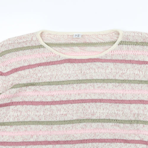 Preworn Womens Multicoloured Striped Knit Pullover Jumper Size 24
