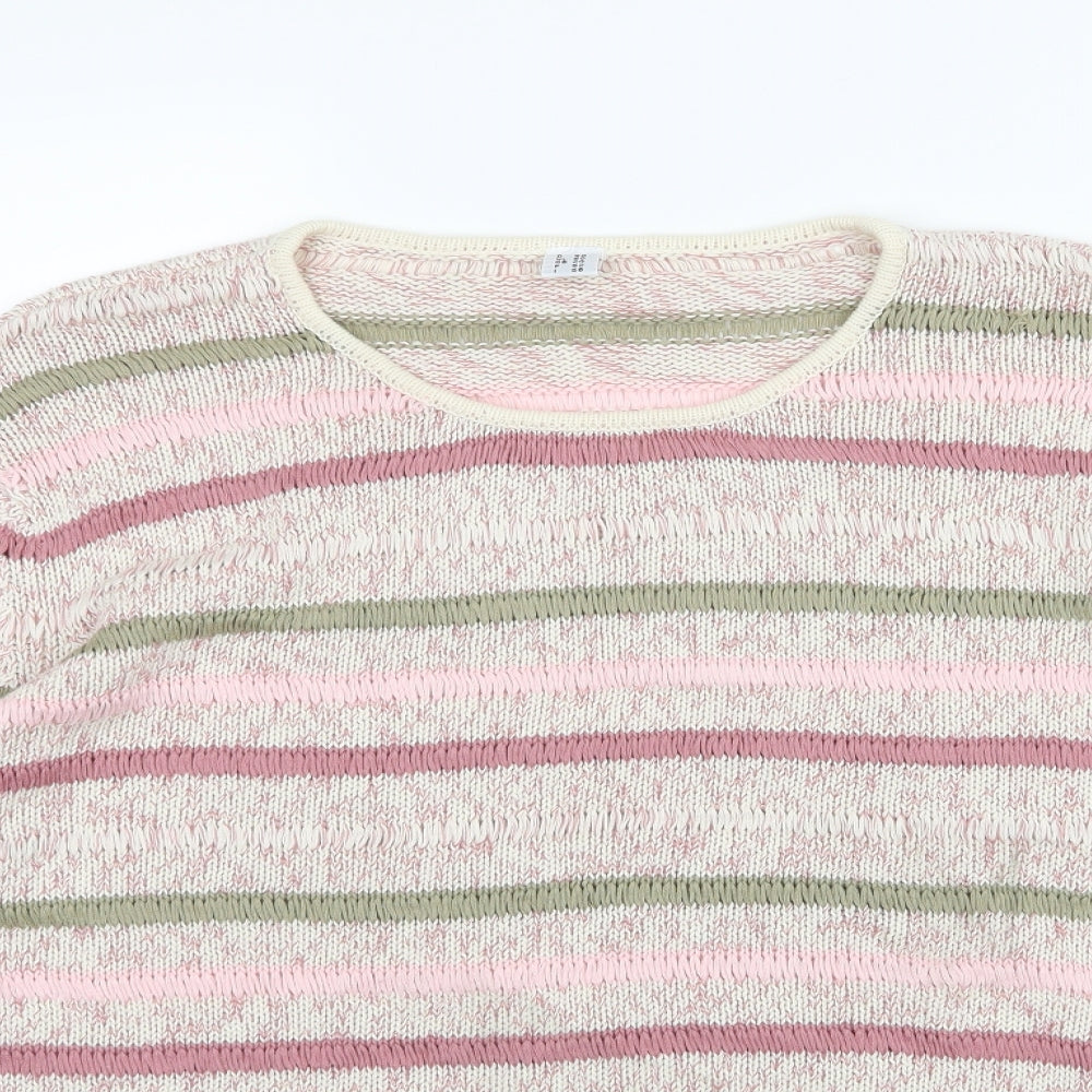 Preworn Womens Multicoloured Striped Knit Pullover Jumper Size 24