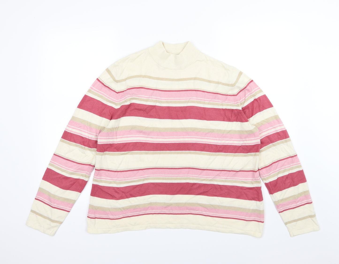 Marks and Spencer Womens Pink Striped Knit Pullover Jumper Size 18